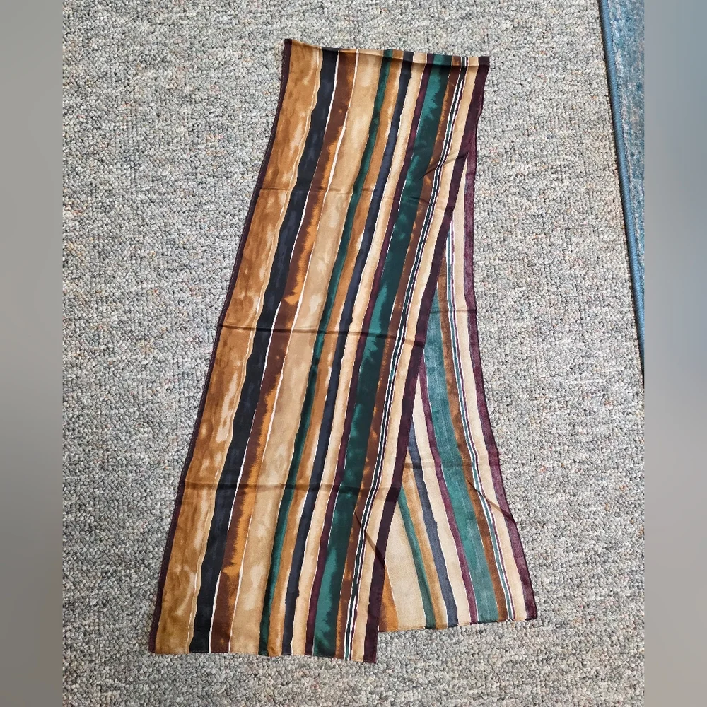 New York Studio Watercolor Stripe Silk Oblong Scarf